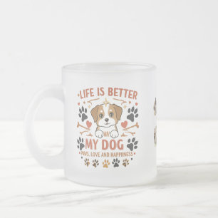 Taza De Cristal Esmerilado Paws of Happiness Frosted Mug