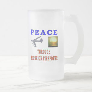 TAZA DE CRISTAL ESMERILADO PAZ A TRAVÉS DE FUERZA DE FUEGO SUPERIOR