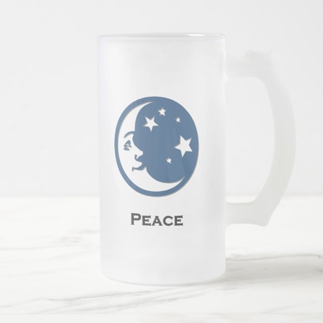 Taza De Cristal Esmerilado Paz de Moon Stars (Derecha)