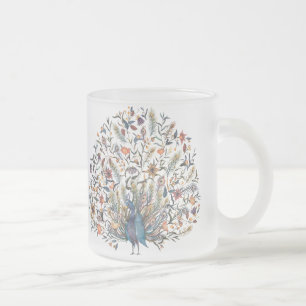 Taza De Cristal Esmerilado Peacock acuático