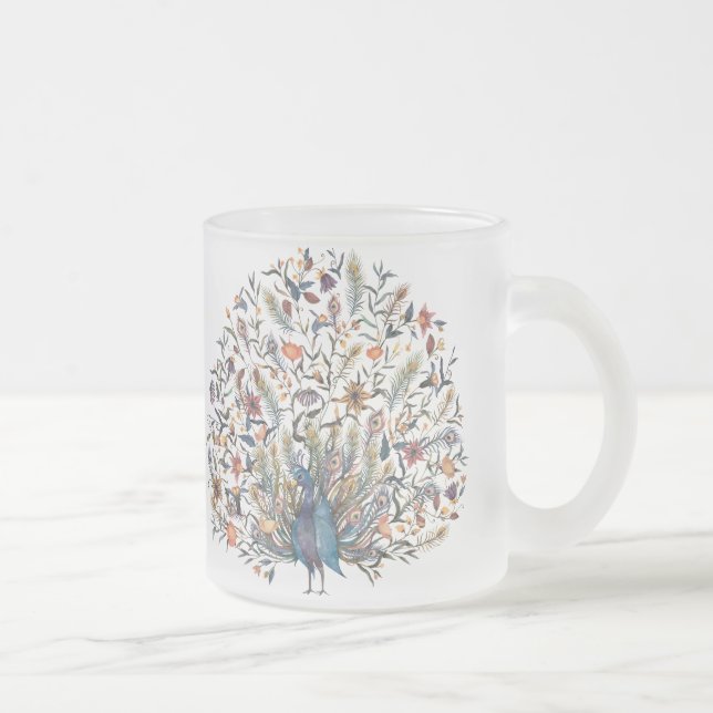 Taza De Cristal Esmerilado Peacock acuático (Derecha)