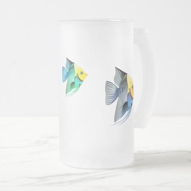 Taza De Cristal Esmerilado Peces (Anverso derecho)