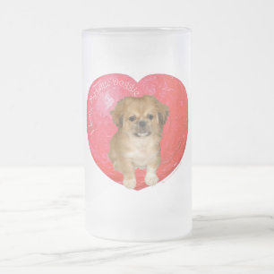 Taza De Cristal Esmerilado Pekingese / Shih Tzu Día de San Valentín