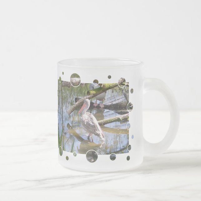 TAZA DE CRISTAL ESMERILADO PELICANOS (Derecha)