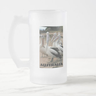 Taza De Cristal Esmerilado Pelícanos australianos en la isla de Phillip