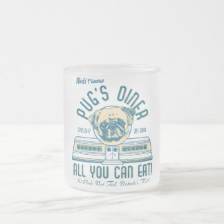 Taza De Cristal Esmerilado Pelucas retro vintage de Pug's Diner 50s (flauta)