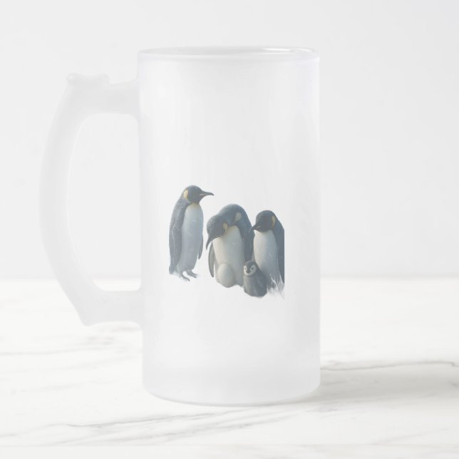 Taza De Cristal Esmerilado Penguin frosted glass beer product description (Izquierda)
