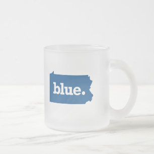 TAZA DE CRISTAL ESMERILADO PENNSYLVANIA ESTADO AZUL