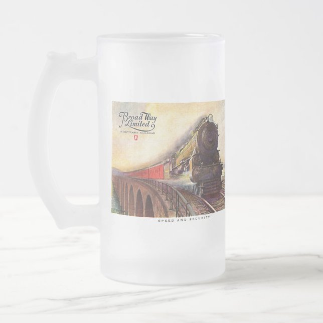 Taza De Cristal Esmerilado Pennsylvania Railroad Broadway Limited  (Izquierda)
