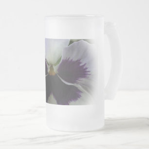 Taza De Cristal Esmerilado Pensamiento morado y blanco