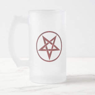 Taza De Cristal Esmerilado Pentagram del diablo Rojo