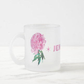Taza De Cristal Esmerilado Peonía Rosa Estrella Femenina Moderna Personalizar