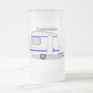 Taza De Cristal Esmerilado Pequeña caravana gitana de remolques racionalizada