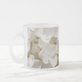 Taza De Cristal Esmerilado Pequeñas flores blancas