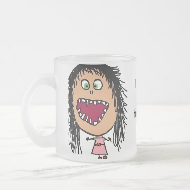Taza De Cristal Esmerilado Pequeño Chica de Personalizado de ojos Loco (Izquierda)