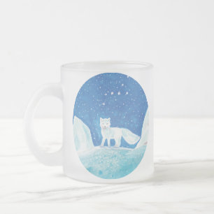 Taza De Cristal Esmerilado Pequeño Ilustracion de Fox Ártica (Vulpes Lagopus)