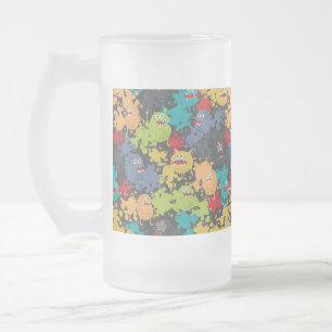 Taza De Cristal Esmerilado Pequeños monstruos graciosos