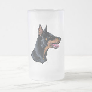 Taza De Cristal Esmerilado Perfil del Doberman Pinscher