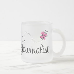 Taza De Cristal Esmerilado Periodista rosado