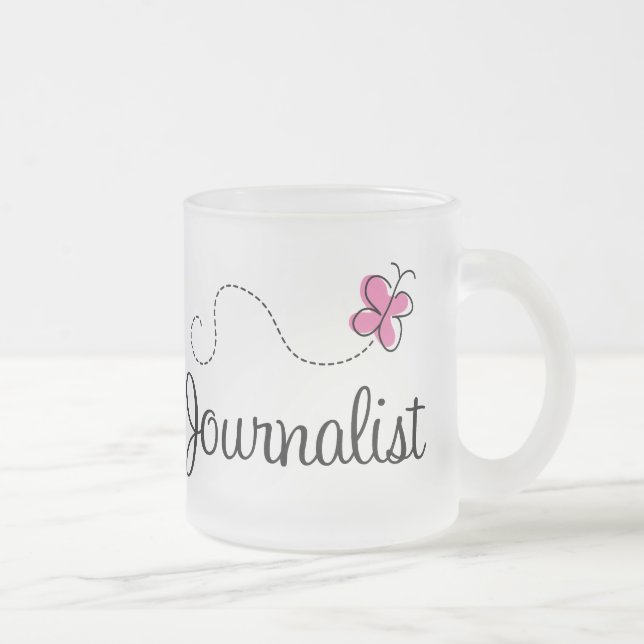 Taza De Cristal Esmerilado Periodista rosado (Derecha)
