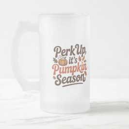 Taza De Cristal Esmerilado Perk up pumpkin coffee quote seasonal cozy