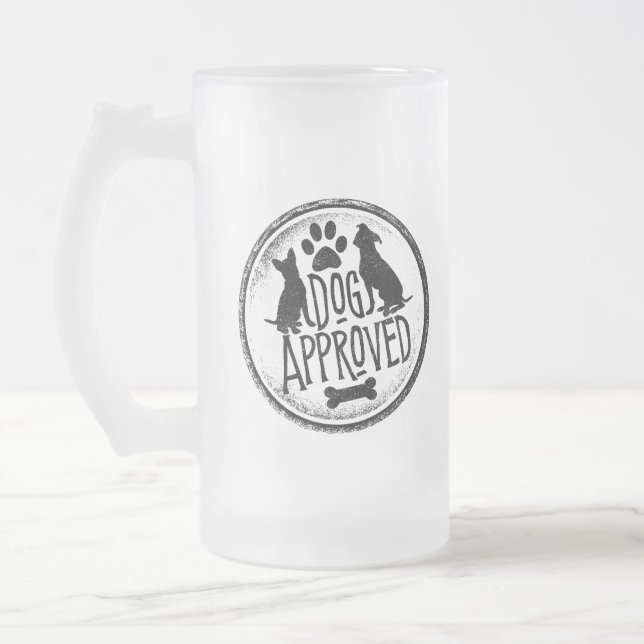 Taza De Cristal Esmerilado Perro aprobado (Izquierda)