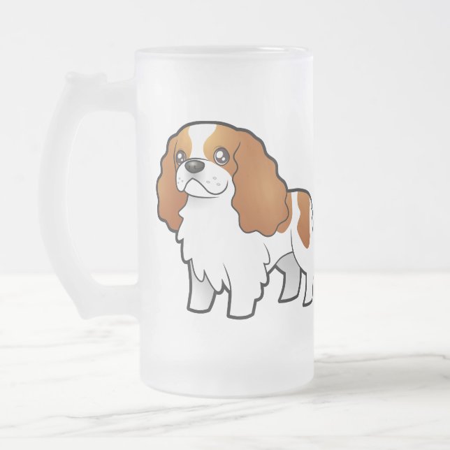 Taza De Cristal Esmerilado Perro de aguas de rey arrogante Charles del dibujo (Izquierda)