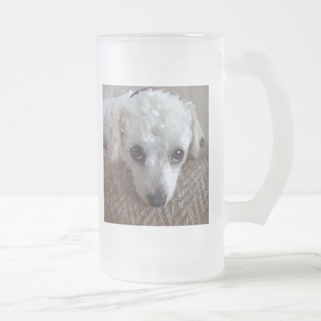 Taza De Cristal Esmerilado Perro de cangrejo blanco (Derecha)