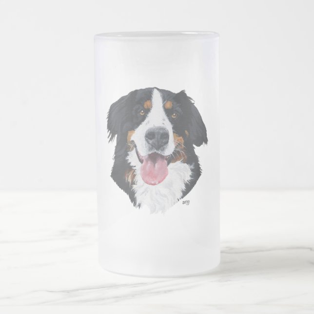Taza De Cristal Esmerilado Perro de montaña de Bernese (Centro)