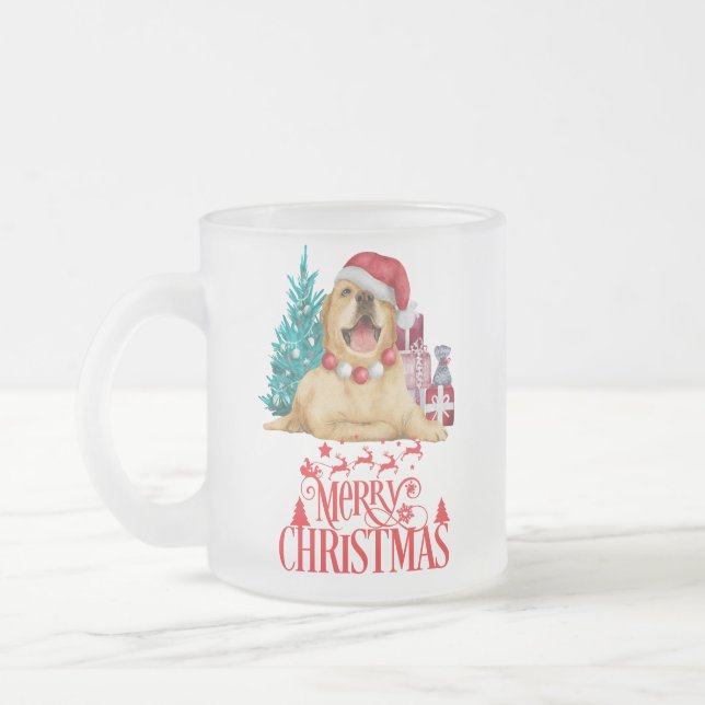 Taza De Cristal Esmerilado Perro de navidades curados (Izquierda)