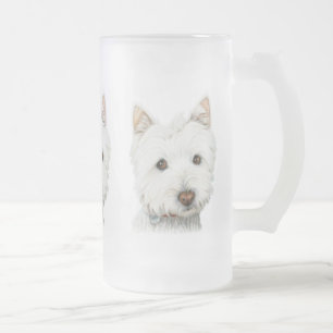 Taza De Cristal Esmerilado Perro de Terrier blanco de montaña del oeste