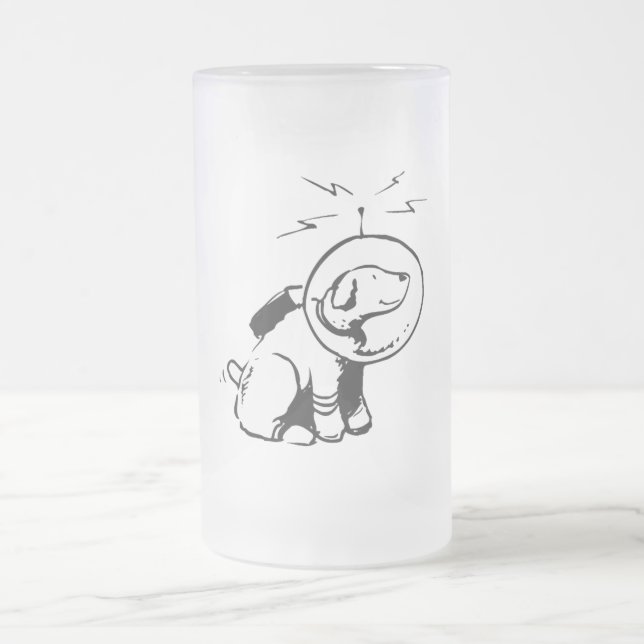 Taza De Cristal Esmerilado Perro del espacio (Centro)