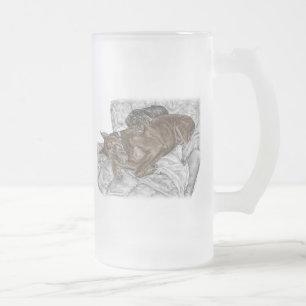 Taza De Cristal Esmerilado Perro Doberman