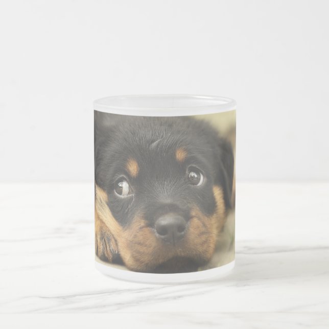Taza De Cristal Esmerilado Perro dulce de cachorro (Centro)