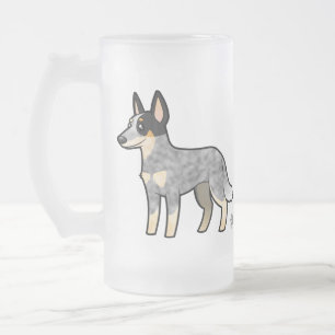 Taza De Cristal Esmerilado Perro/Kelpie australianos del ganado del dibujo