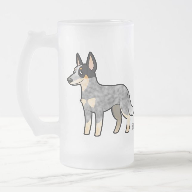 Taza De Cristal Esmerilado Perro/Kelpie australianos del ganado del dibujo (Izquierda)