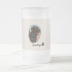 Taza De Cristal Esmerilado Perro Labrador de chocolate lindo - Bailey   Regal