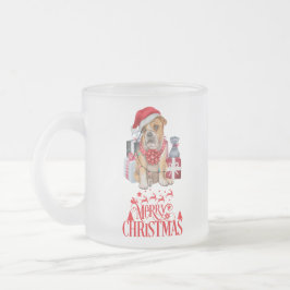 Taza De Cristal Esmerilado perro navidad