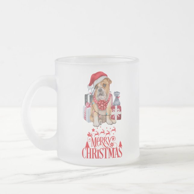 Taza De Cristal Esmerilado perro navidad (Izquierda)
