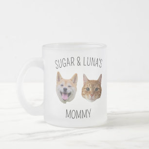 Taza De Cristal Esmerilado Perro personalizado con cara de gato, regalo de pe