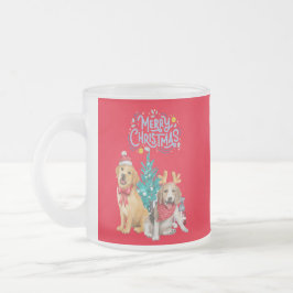 Taza De Cristal Esmerilado Perros navidades