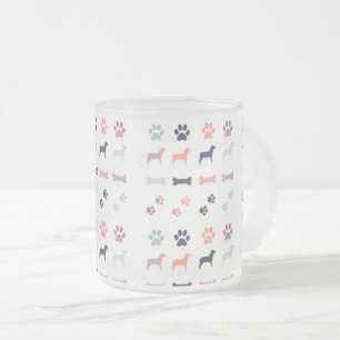 Taza De Cristal Esmerilado Perros, pinturas y huesos de perro
