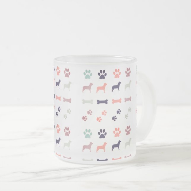 Taza De Cristal Esmerilado Perros, pinturas y huesos de perro (Anverso derecho)