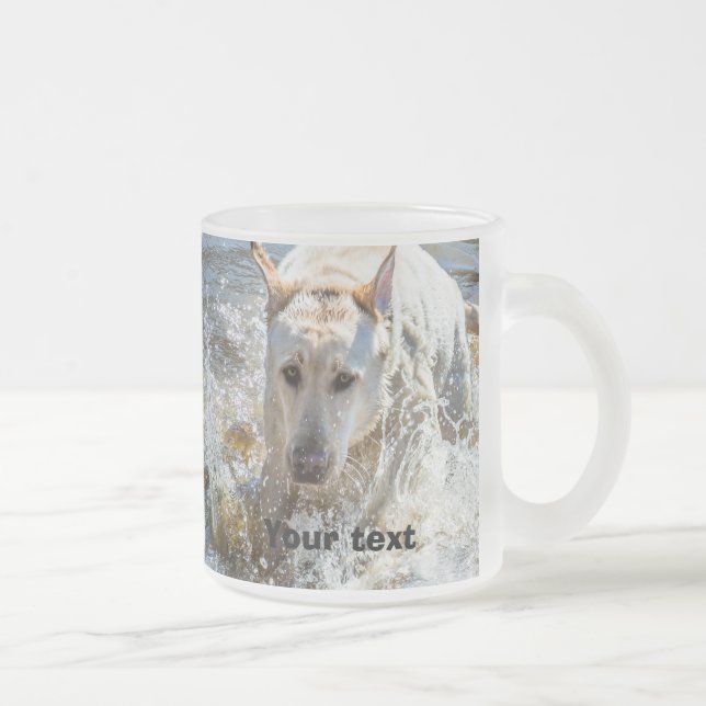 Taza De Cristal Esmerilado Personalice:  Amarillee jugar de la foto de (Derecha)