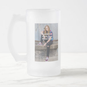 Taza De Cristal Esmerilado Personalice con su foto