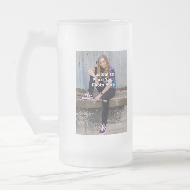Taza De Cristal Esmerilado Personalice con su foto (Izquierda)