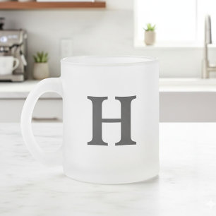 Taza De Cristal Esmerilado Personalised Initial Mug – Custom Letter Coffee 