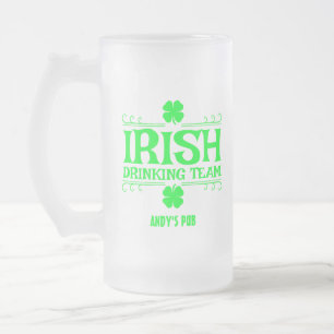 Taza De Cristal Esmerilado Personaliza, Equipo de Bebedores Irlandeses, Suert