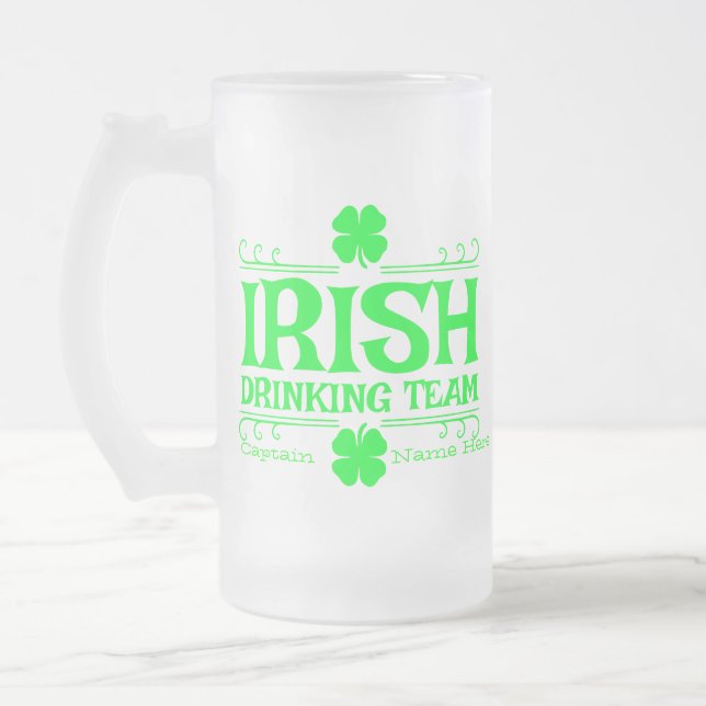 Taza De Cristal Esmerilado Personaliza equipo de bebida irlandés (Izquierda)