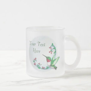 Taza De Cristal Esmerilado Personalizable Hummingbird Mug